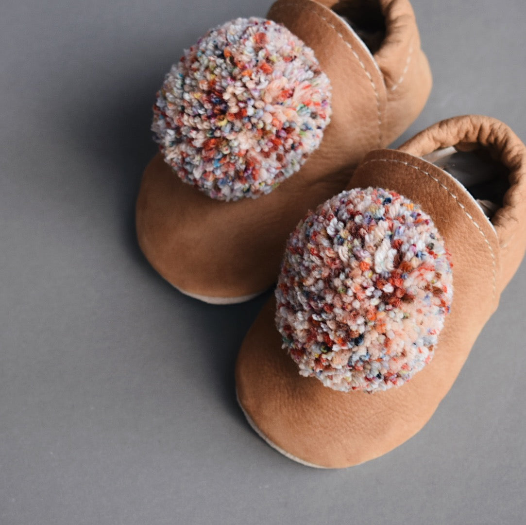 SIZE 1 (4") - Leather Pompom Shoes 310