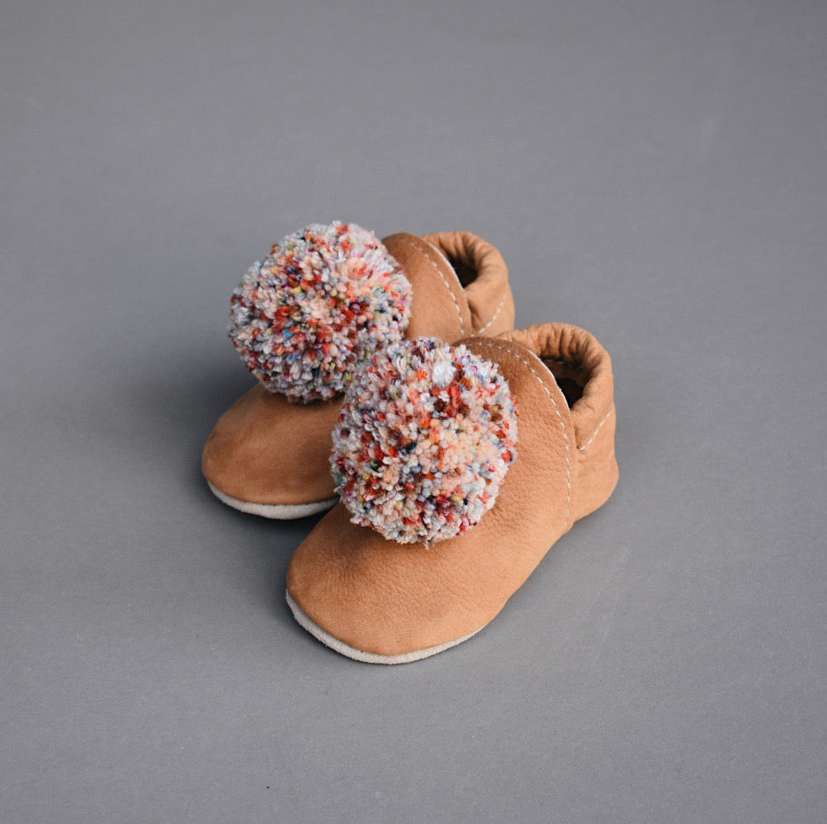 SIZE 1 (4") - Leather Pompom Shoes 310