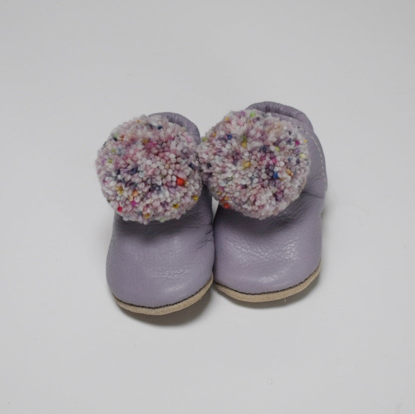 SIZE 2 & 6/7 left! Leather Pompom Shoes - purple