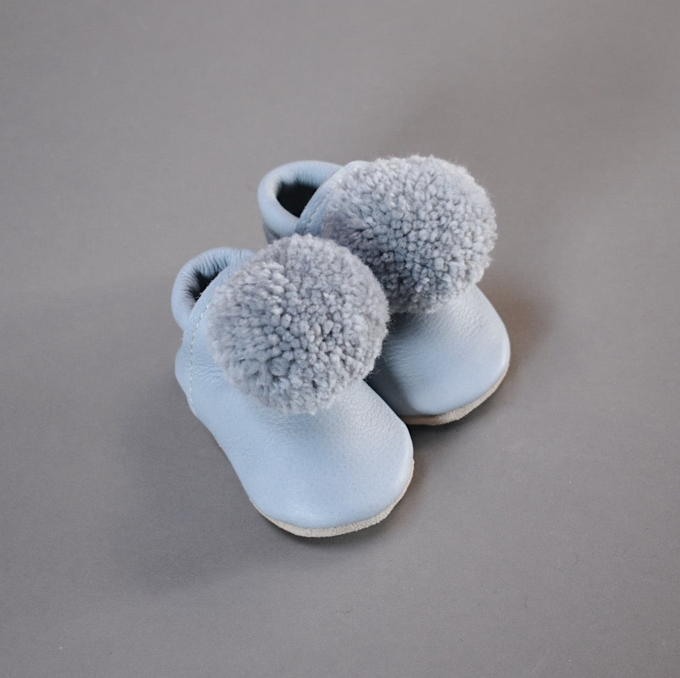 SIZE 2 (4.5") Leather Pompom Shoes - 102